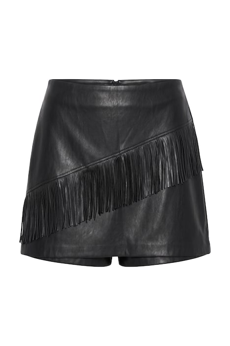 Skort, široké nohavice, umělá kůže nappa, třásně