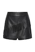 Skort, široké nohavice, umělá kůže nappa, třásně