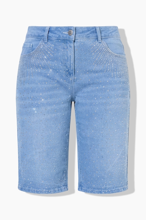 Fruit Embroidered Stretch Fit Denim Shorts
