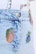 Fruit Embroidered Stretch Fit Denim Shorts