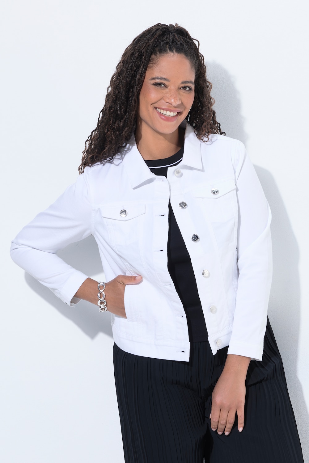Jeansjacke, Glitzersteinchen Leopard, Langarm