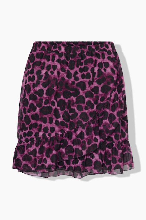 Draped Leopard Print Ruffle Skirt