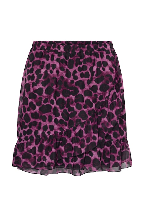 Minisukně, áčkový střih, leopardí potisk, záhyby, elastický pas