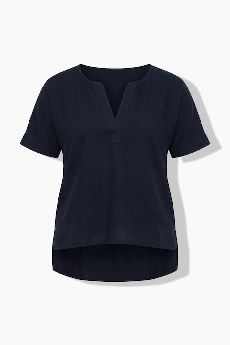 Bluse, A-Linie, Leinenoptik, Halbarm