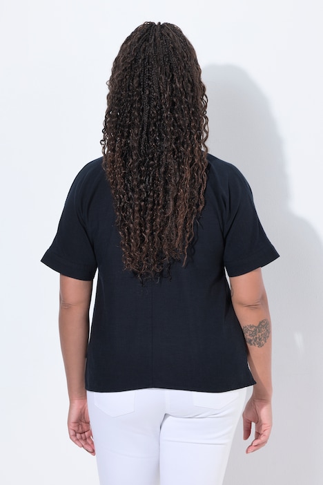 Bluse, A-Linie, Leinenoptik, Halbarm