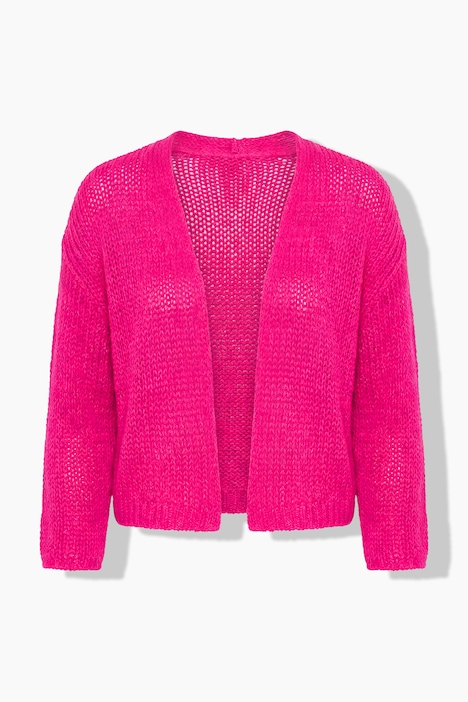 Lochstrick-Jacke, oversized, offene Form, 3/4-Ärmel