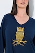 Bigshirt, Eule, V-Ausschnitt, Langarm