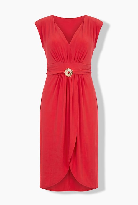 Kleid, drapiert, A-Linie, V-Ausschnitt, ärmellos
