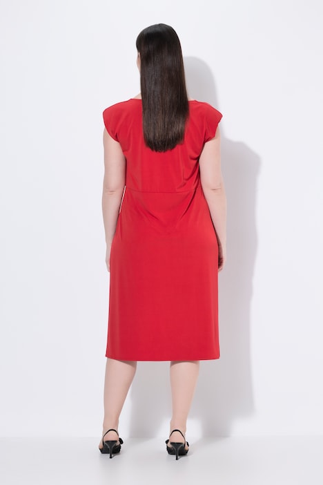 Kleid, drapiert, A-Linie, V-Ausschnitt, ärmellos