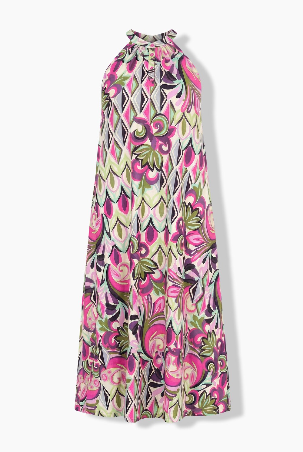 Stora storlekar Maxiklänning i A-linjemodell med rund halsringning, Dam, rosa, storlek: 42/44, Polyester, Ulla Popken