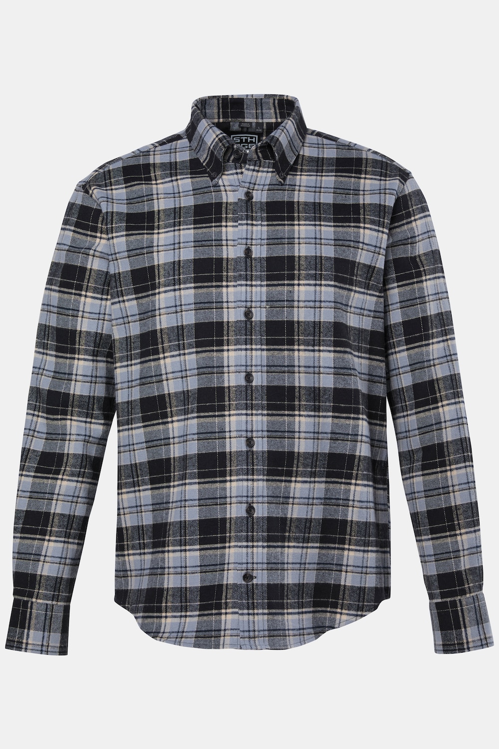 geruit flanellen overhemd, lange mouwen, moderne pasvorm, buttondown-kraag, tot 8 XL