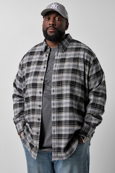 Karo-Flanellhemd, Langarm, Modern Fit, Buttondown-Kragen, bis 8 XL