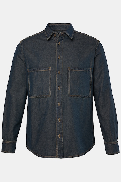 Jeanshemd, Langarm, Dirty Denim, Modern Fit, Kentkragen, bis 8 XL