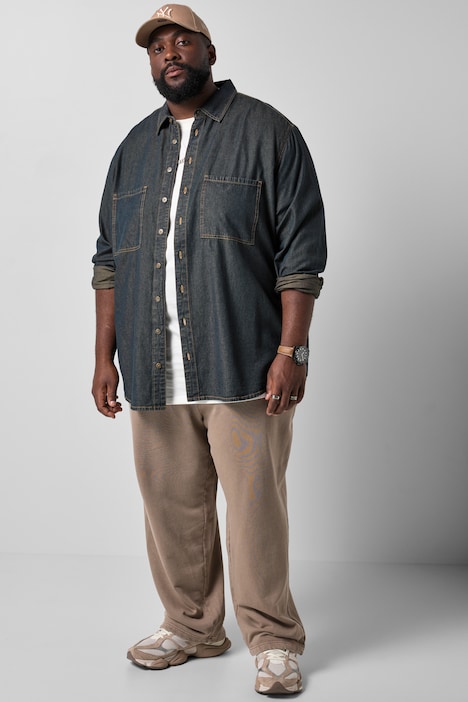 Jeanshemd, Langarm, Dirty Denim, Modern Fit, Kentkragen, bis 8 XL