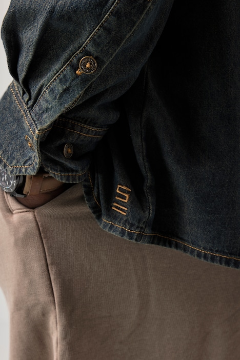Jeanshemd, Langarm, Dirty Denim, Modern Fit, Kentkragen, bis 8 XL