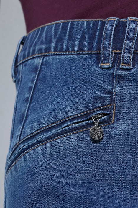 Jeans Mony, weites Bein, Reißverschlusstaschen