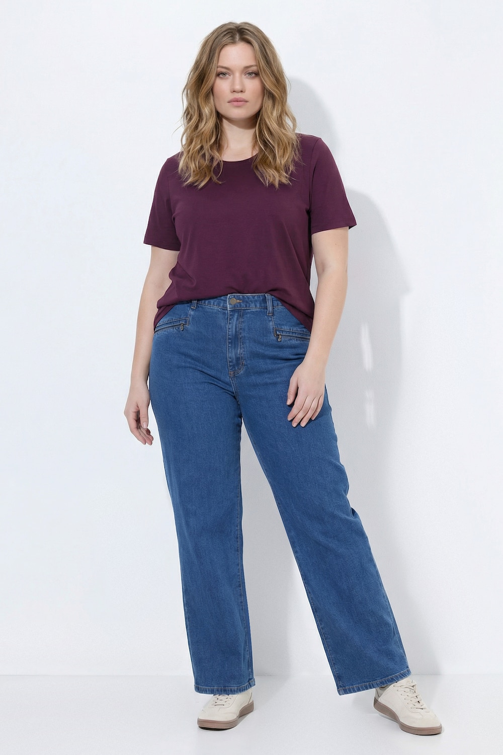 Jeans Mony, weites Bein, Reißverschlusstaschen