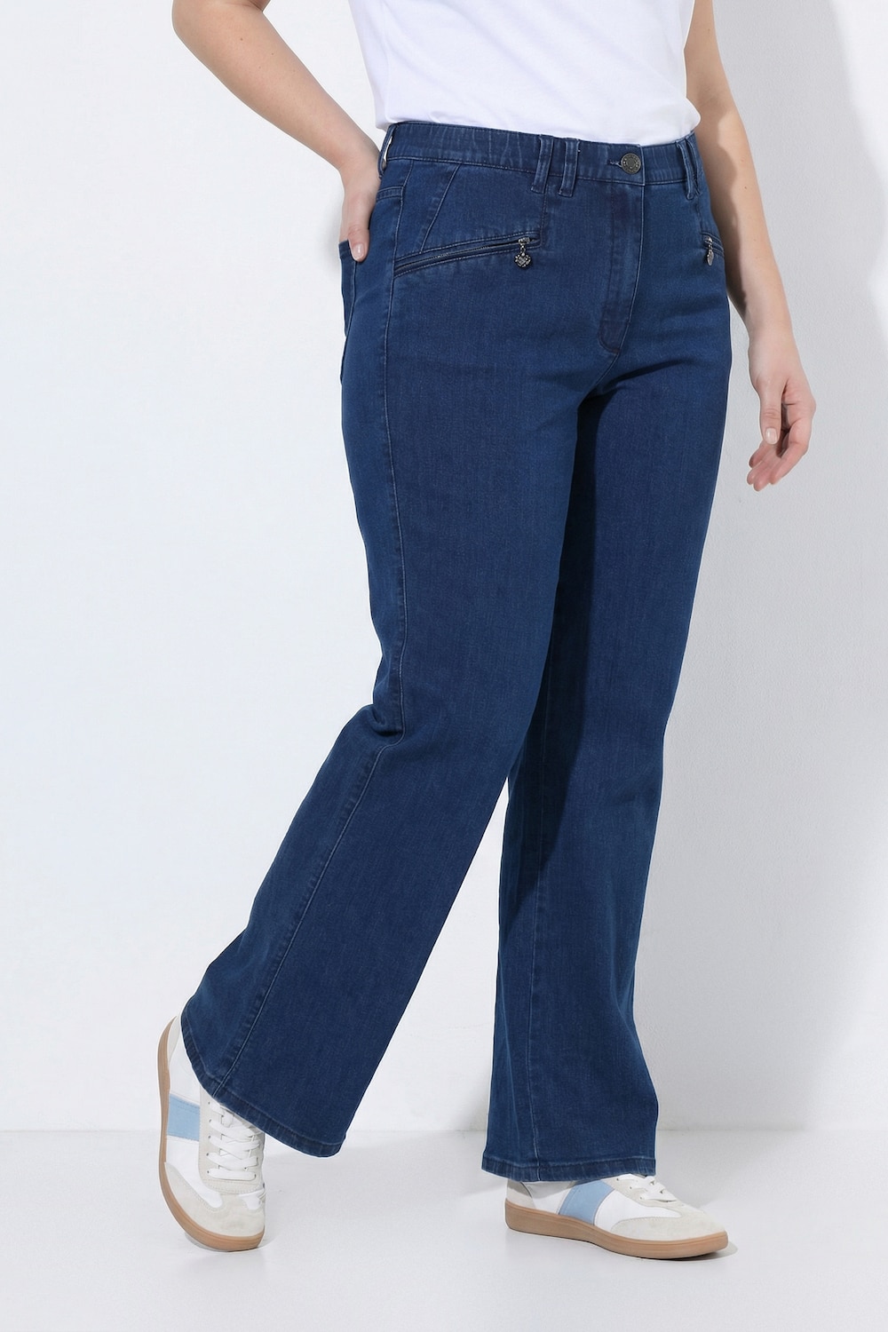 Mony-jeans med brede ben og lommer med lynlås