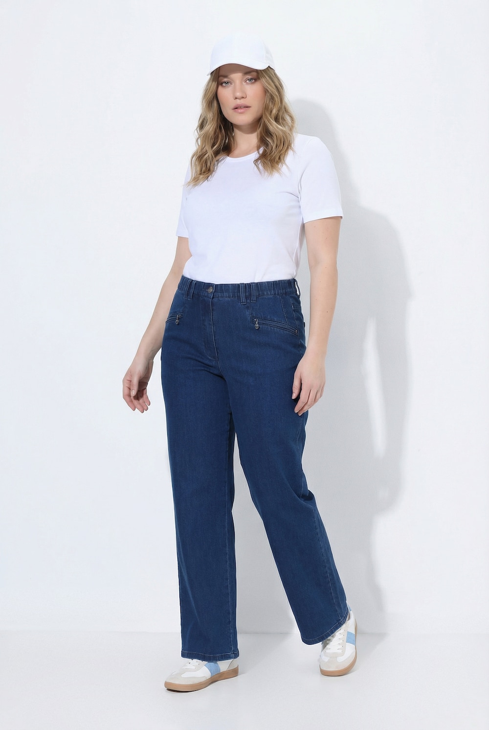Jeans Mony, weites Bein, Reißverschlusstaschen