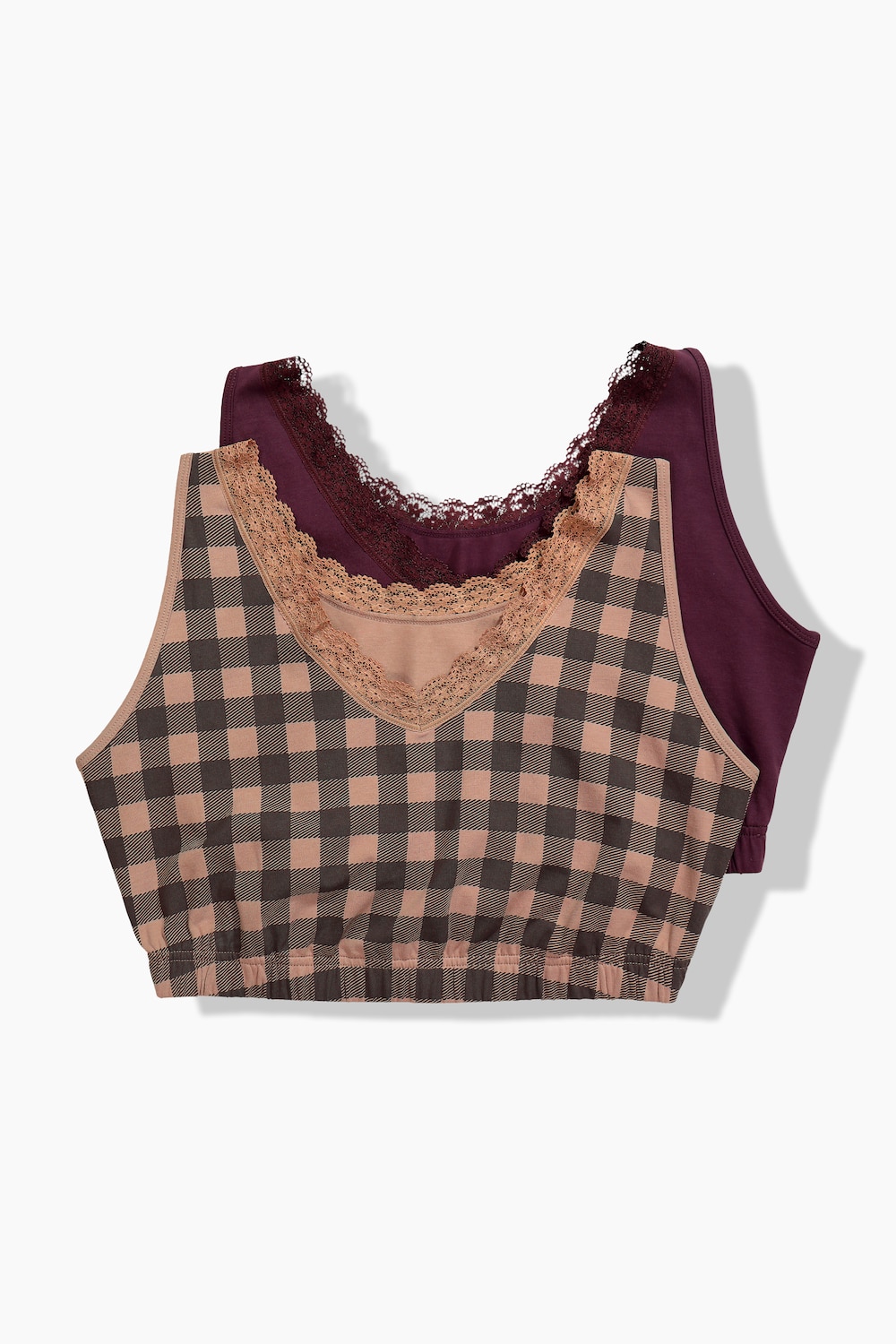 Bustier, 2-pakning, stripete/ensfarget, rund hals