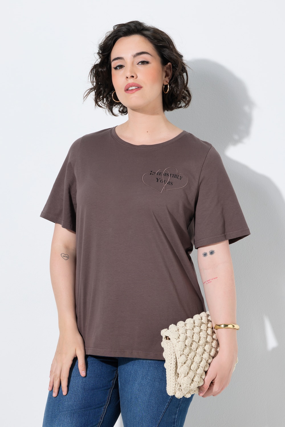 T-shirt, applicatie, klassiek, ronde hals, korte mouw