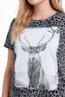 T-Shirt, Leomuster, Hirsch, Classic, Rundhals, Halbarm