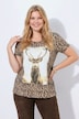 T-Shirt, Leomuster, Hirsch, Classic, Rundhals, Halbarm