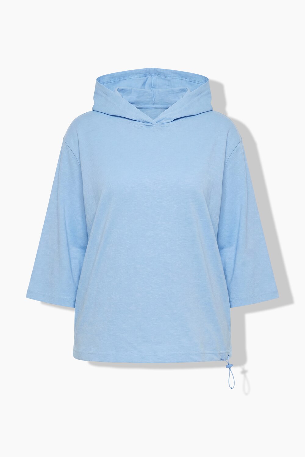 Stora storlekar T-shirt med huva, Dam, blå, storlek: 58/60, Bomull, Ulla Popken