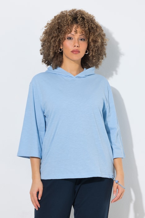 T-Shirt, Kapuze, elastisches Saumband, 3/4 Arm