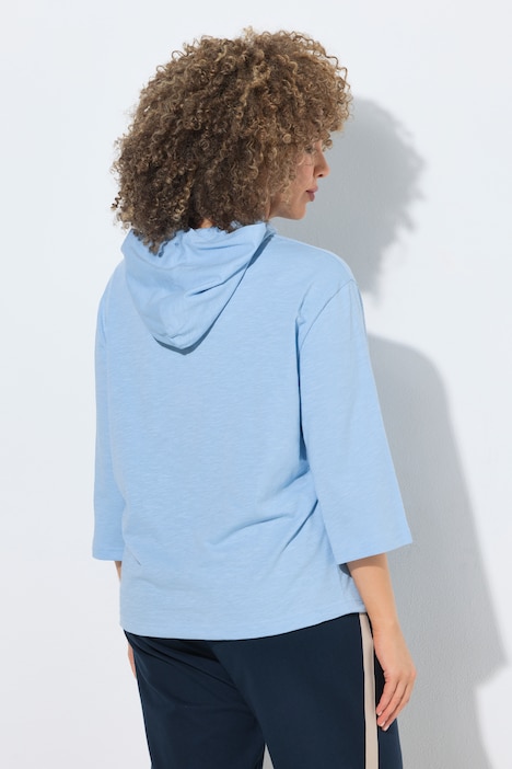 T-Shirt, Kapuze, elastisches Saumband, 3/4 Arm