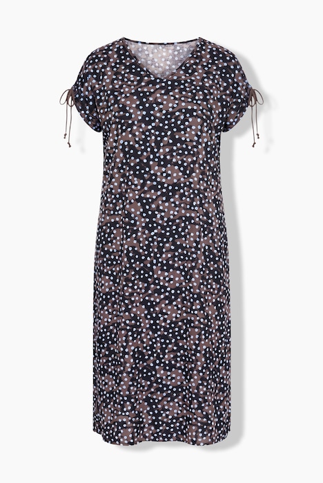 Polka Dot Gathered Shoulders Dress