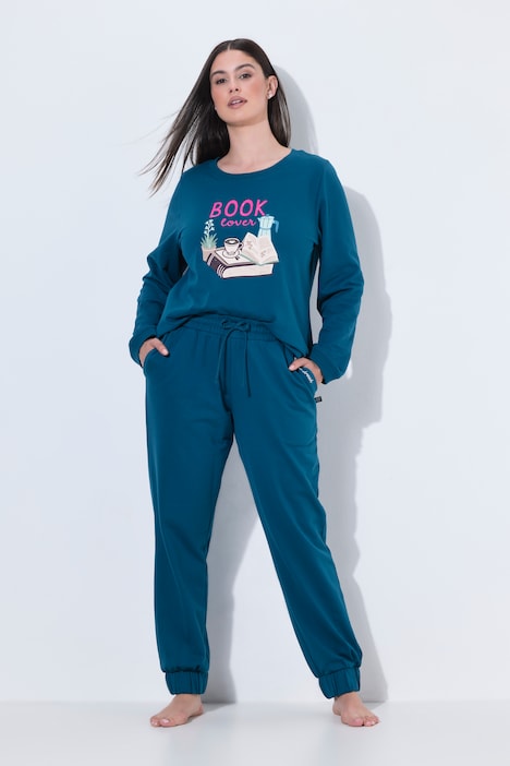 Loungewear-Hose, Book Lover, Elastikbund, weites Bein