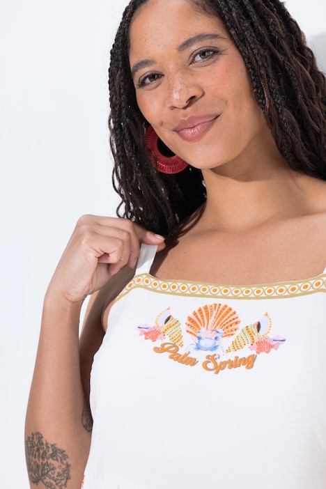 Midikleid, A-Linie, bunt gemustert, Spaghettiträger