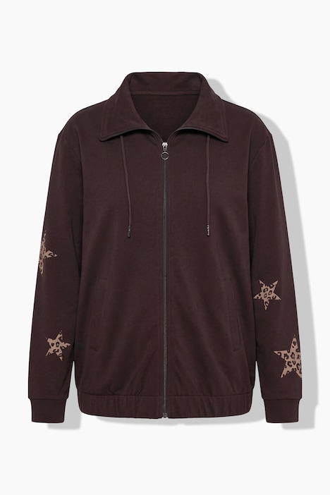 Sweatjacke, Sterne, Troyerkragen, Langarm, elastischer Saum