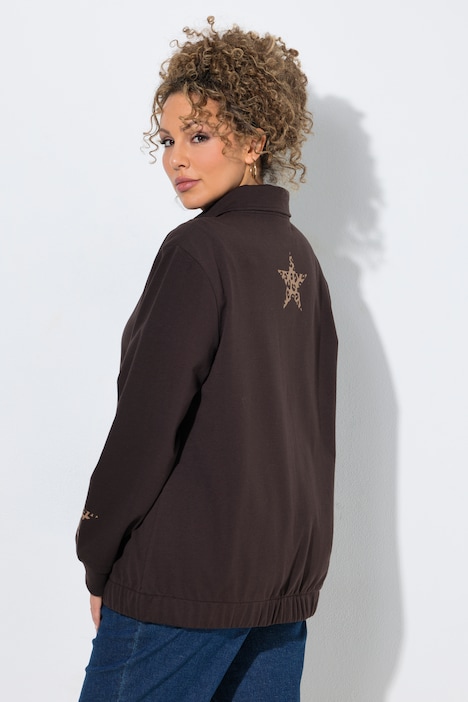 Sweatjacke, Sterne, Troyerkragen, Langarm, elastischer Saum