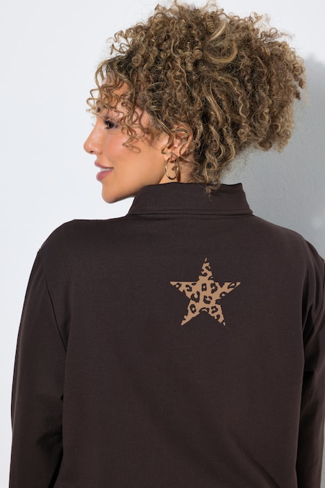 Sweatjacke, Sterne, Troyerkragen, Langarm, elastischer Saum