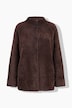 Flausch-Strickjacke, A-Linie, Stehkragen, Langarm