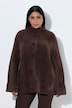 Flausch-Strickjacke, A-Linie, Stehkragen, Langarm