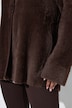 Flausch-Strickjacke, A-Linie, Stehkragen, Langarm