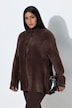 Flausch-Strickjacke, A-Linie, Stehkragen, Langarm
