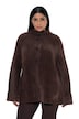 Flausch-Strickjacke, A-Linie, Stehkragen, Langarm