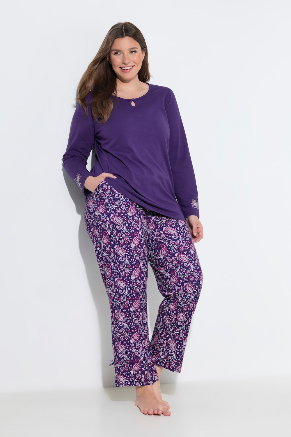 Pyjama, Paisleymuster, Rundhals, Langarm