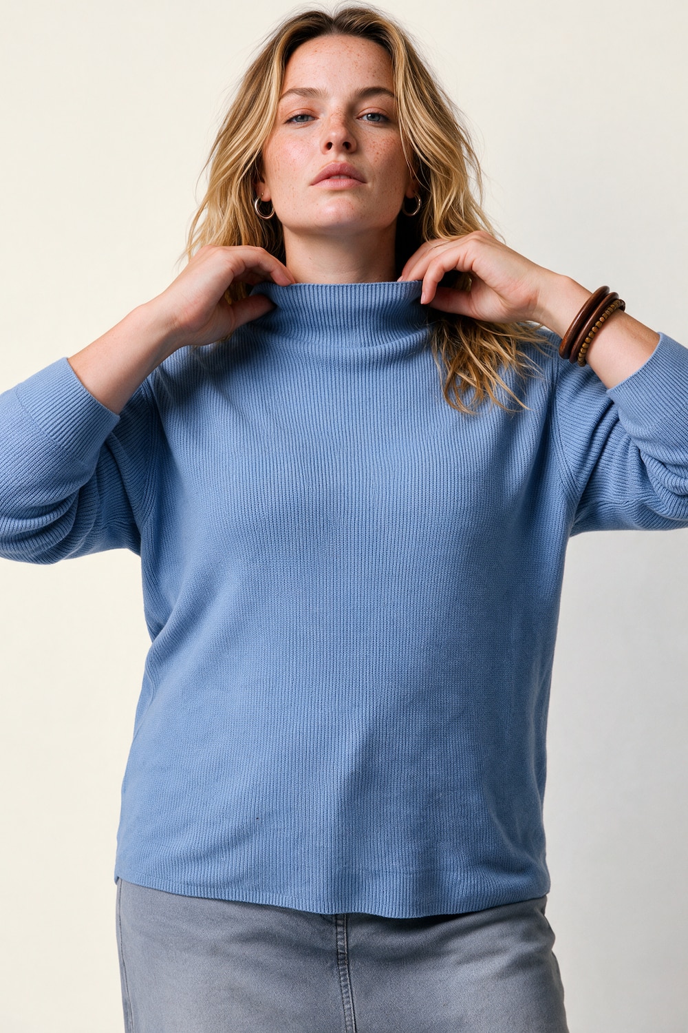 Pullover, Relaxed Fit, Stehkragen, Biobaumwolle