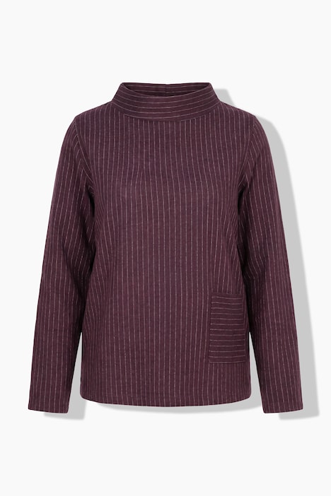 Sweatshirt, Nadelstreifen, Stehkragen, Langarm