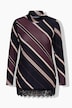 Shirt, Streifen, A-Linie, Spitze, Stehkragen, Langarm