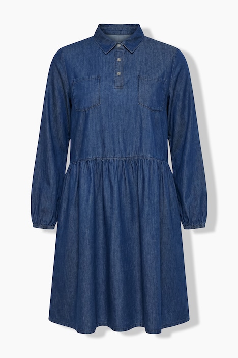 Jeanskleid, A-Linie, Hemdkragen, Brusttaschen