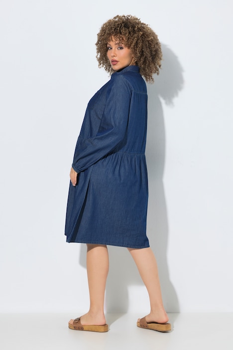 Jeanskleid, A-Linie, Hemdkragen, Brusttaschen