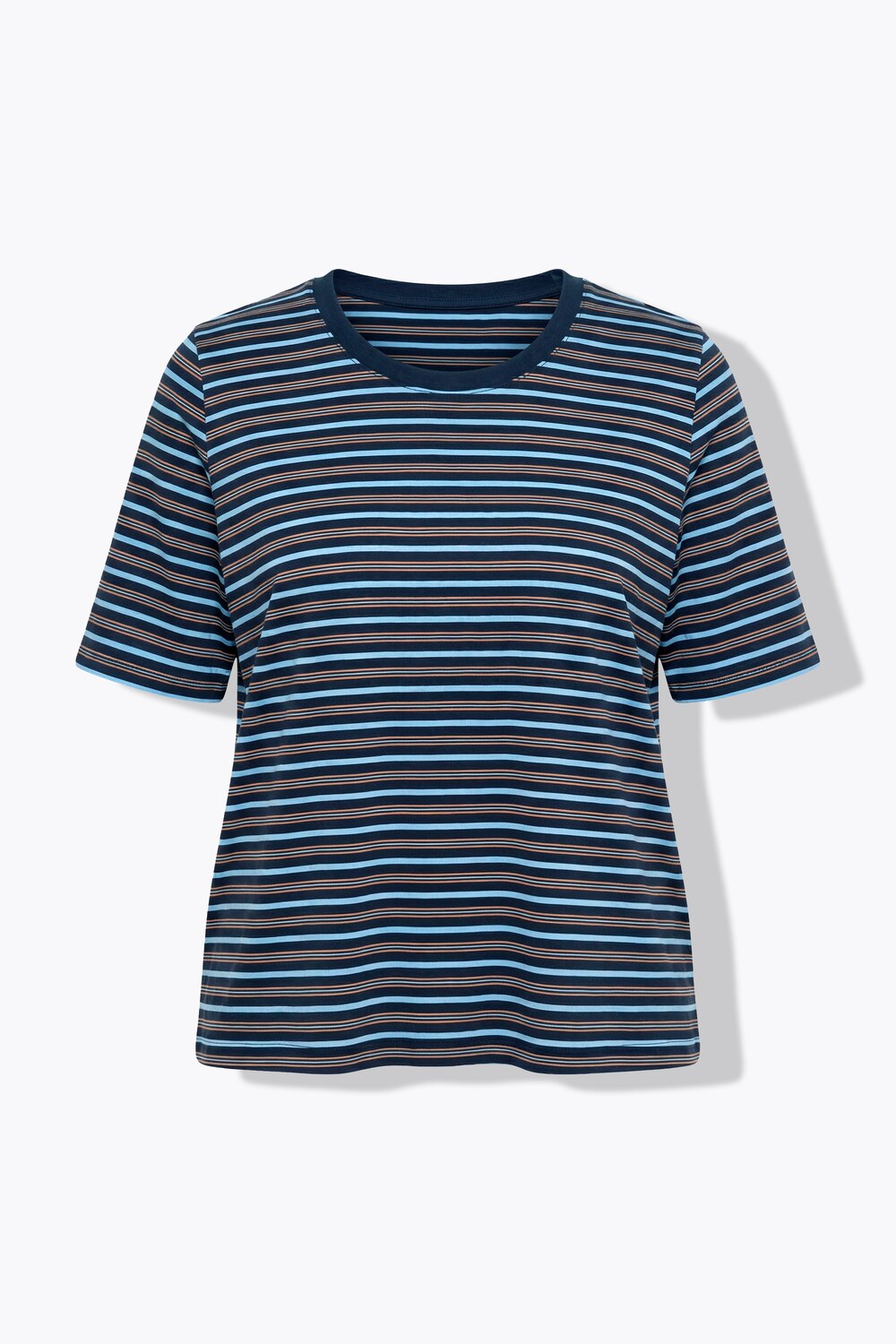 Stora storlekar T-shirt med ränder, Dam, blå, storlek: 42/44, Bomull, Ulla Popken
