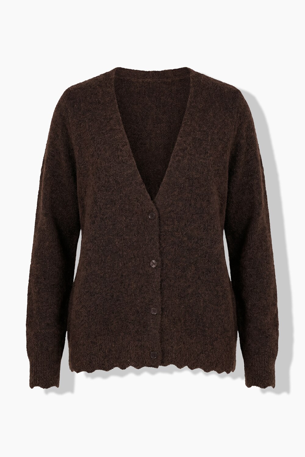 Stora storlekar Stickad kofta, Dam, brun, storlek: 62/64, Polyester/Syntetfibrer, Ulla Popken