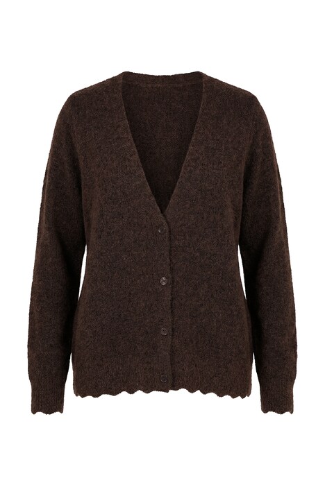 Strickjacke, Ajour-Bündchen, V-Ausschnitt, Langarm